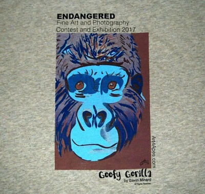 Center for GREAT APES Endangered GORILLA Art T-Shirt, Men's MEDIUM, Oatmeal NEW Foto 1 de 4