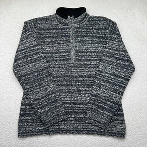 Women’s Woolrich Jacket Gray Black Knit Long Sleeve Size Petite Large 1/4 Zip - Picture 1 of 9