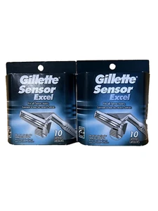 2 GILLETTE SENSOR EXCEL 10 Each Pack COUNT CARTRIDGES NEW in Box - Picture 1 of 2