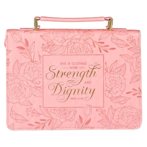 BibleCover She Is Clothed Strength Dignity FauxLeather NEW M 6 1/4x 9 1/2x 1 1/2 - Picture 1 of 4