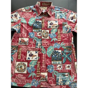 Reyn Spooner Mele Kalikimaka Hawaiian Shirt Mens L Christmas Santa Surf 50th Ltd - Picture 1 of 11