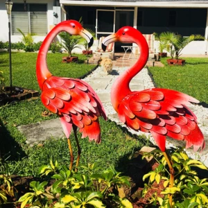 35.5" Lifelike Metal Flamingo Statue Bird Sculpture Garden Yard Lawn Patio Decor - Picture 1 of 12