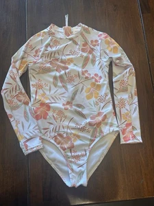 Roxy Girls Long Sleeve Hibiscus Swimsuit Size 10 - Picture 1 of 2