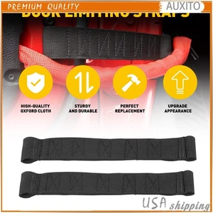 Pair Black Adjustable Door Limiting Straps For Jeep Wrangler CJ TJ YJ 1955-2006 - Picture 1 of 14