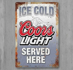 Ice Cold Coors Light Beer 8 x 12 Vintage Novelty Metal Sign Made In USA New! - Picture 1 of 3