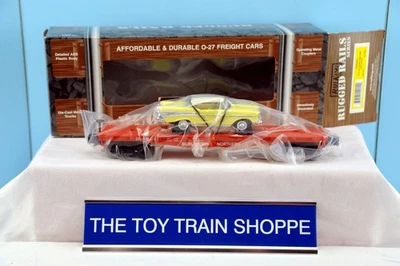 MTH RAIL KING 7604 BURLINGTON NORTHERN FLATCAR W ROAD LEGENDS 1957 CHEVY. NIB. - Image 1 of 4