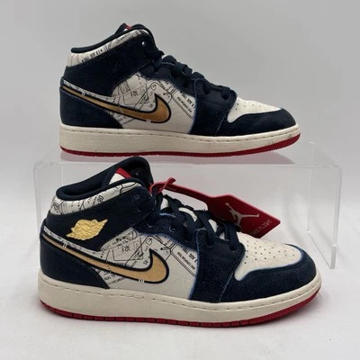 Zapatos de baloncesto Nike Air Jordan 1 Mid SE Take Flight azules para niños talla 5 FN1353 400 Foto 1 de 4