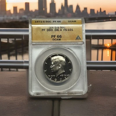 1971-S Kennedy Half Dollar ANACS PF66 DCAM – DDO Die 4 FS-101 - Solo Top Pop. - Image 1 of 4