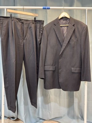 Brooks Brothers 1818 Madison Suit,  46L,  Charcoal herringbone, Saxxon wool - Image 1 of 4