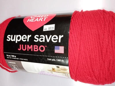 Red Heart Super Saver Jumbo Yarn-Cherry Red-744 Yards-100% Acrylic - Image 1 of 2