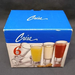 New Double Shot Glasses Heavy Bottom Set of 6 Shooters 2 oz  Crisa 4" Tall - Picture 1 of 10