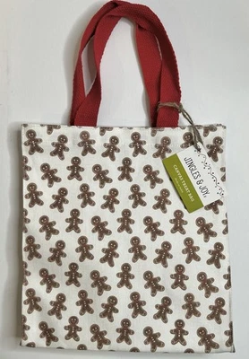 Bolsas de regalo de lona de Navidad Jingles & Joy 2 piezas pan de jengibre hombre beige nuevas con etiquetas Foto 1 de 4