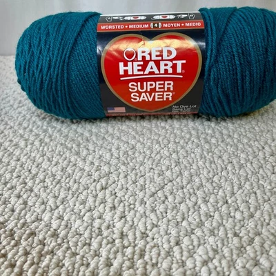 Red Heart Super Saver 丙烯酸纱线 0656 正品蓝 7 盎司绿色 1 骨架 364 码全新 — 第 1/4 张图片