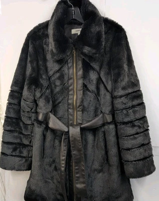 Abrigo Hawke & Co Marrón Imitación Cuero Imitación Forrado Corbata Cintura Talla Grande $260 Foto 1 de 4