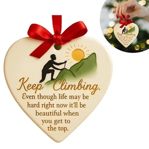 Keep Climbing Heart Ornament, Inspirational Christmas Tree Hanging Ornaments X - Picture 1 of 10
