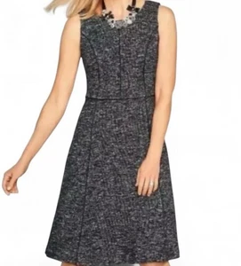Talbots ärmelloses schwarz-weißes Tweed Fit & Flare Kleid | 14P - Bild 1 von 7