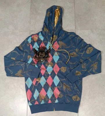 Sudadera con Capucha Cremallera Completa Estampado Gráfico Argyle CHRISTIAN AUDIGIER De Colección Para Hombre Talla: XL Foto 1 de 4