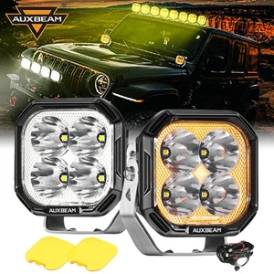 2pcs AUXBEAM 3" 100W LED Pods Lights Spot Beam DRL & Amber Turn Signal for Ford - Picture 1 of 12