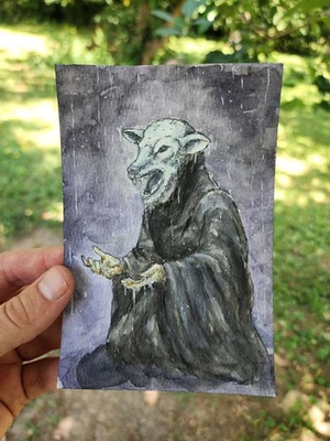 Original 4x6 Fanart – “Mouth of a Wolf, Eye of a Lamb” – Sleep Token watercolor - Image 1 of 3