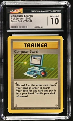 CGC 10 GEM MINT Computer Search 1999 Base Set 71/102 Pokemon Card - Image 1 of 2