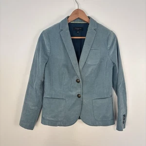 Talbots Corduroy Blazer Womens 4P Moonlight Blue Mint Cotton Stretch Career - Picture 1 of 8
