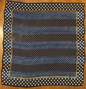 ECHO Blue/white Polka Dots With Gold Chain 100% Silk Square Scarf 20x21” - Picture 1 of 3