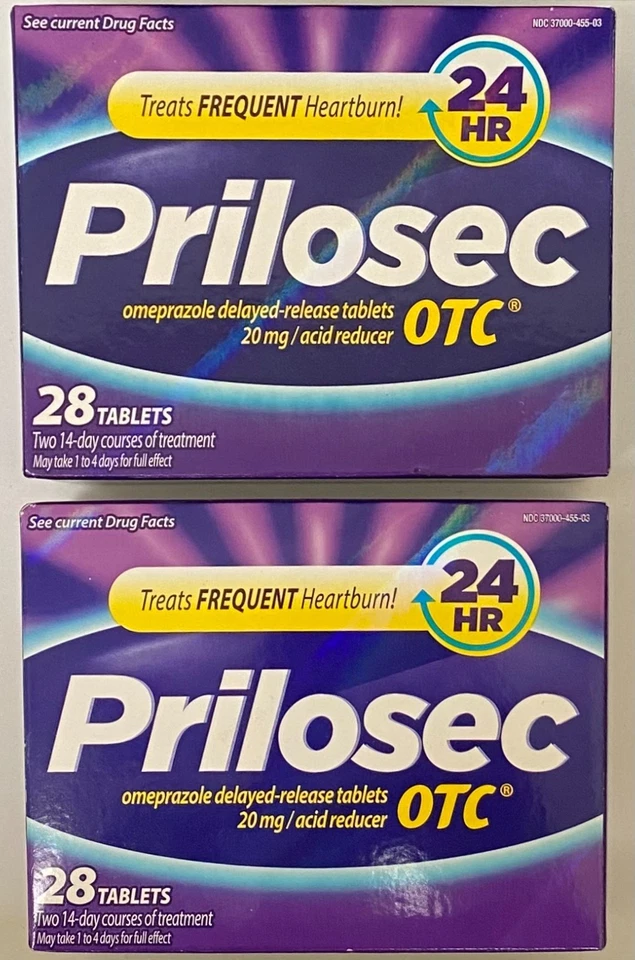 Prilosec - Omeprazol 20 mg Alivio de la acidez estomacal - 28 comprimidos (paquete de 2) CADUCIDAD: 26/02 Foto 1 de 1