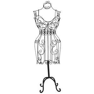 Wrought Iron Wire Dress Form Mannequin Jewelry Display Stand Black Vtg 37 in - Picture 1 of 10