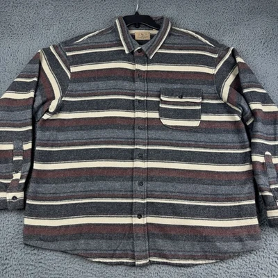 Red Head Ranch Flannel Shirt Mens 2XL Western Aztec Cowboy Blanket Striped Grey - Image 1 of 4