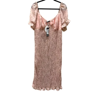 Boohoo Womens Pink Floral Dress Maternity Size 16 L smocked Shirred bodycon tags - Picture 1 of 12