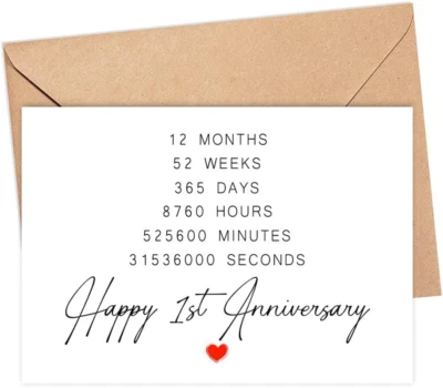 Tarjeta Feliz 1er Aniversario - 1 Año Boda Aniversario Tarjeta Regalos - Idea para Bo Foto 1 de 3