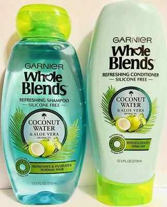 Lot of 2 Garnier Whole Blends COCONUT WATER & ALOE VERA 1 Shampoo 1 Conditioner - Picture 1 of 2