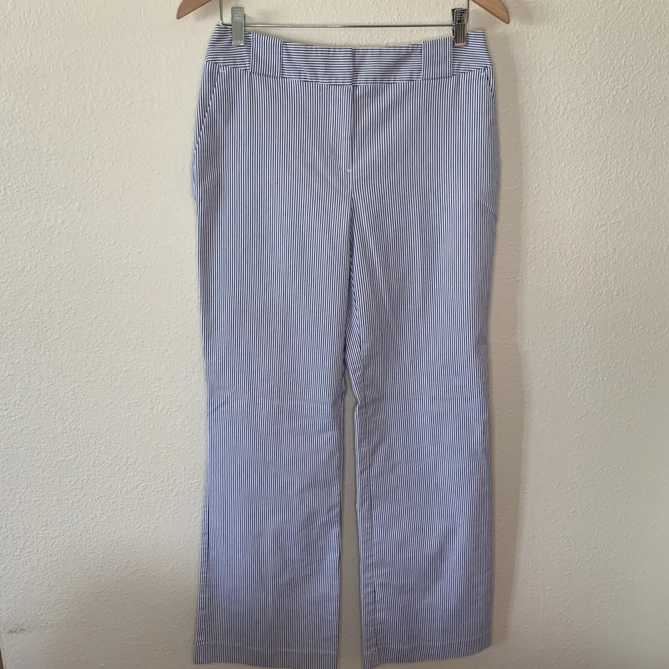 Pantalones para mujer Attention talla 6 Bootcut pantalones de trabajo pierna ancha cinturón lazos azul marino/blanco Foto 1 de 4