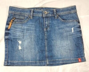 Vintage EDC by Esprit Denim Distressed Jean Mini Skirt - Sz 34 - Picture 1 of 6