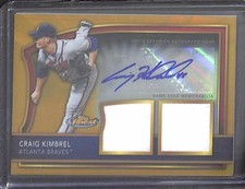 2011 Topps Finest Gold Refractor Relic Autograph #85 Craig Kimbrel No 37 of 69
