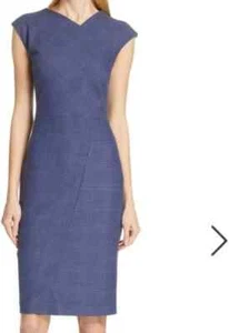 Vestido Vaina Boss Mujer Hugo Boss Dechesta Azul A Cuadros Talla US 4 - Imagen 1 de 10