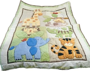 Just Born grün braun Dschungel Babydecke Bettdecke Giraffe Affe Alligator - Bild 1 von 13