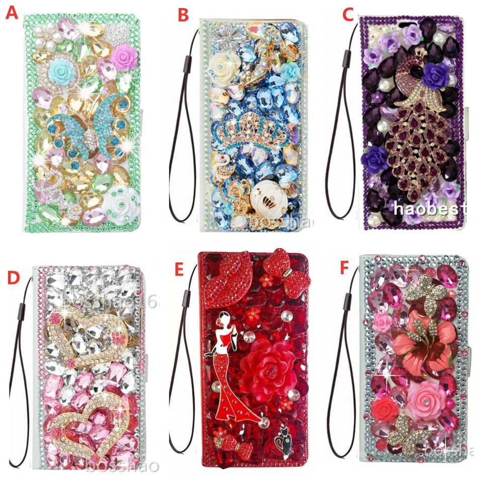 For Motorola MOTO G Play/G Power/G 5G 2024 Case Bling Leather Wallet Phone Cover - Image 1 of 4