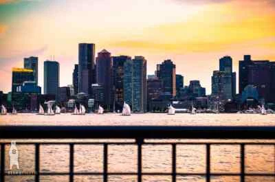 Boston Skyline Sunset - художественные фотопечати - вид из парка пирса - Изображение 1 из 4