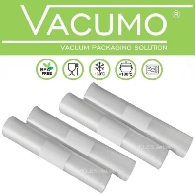 VACUMO 4 Vakuumrollen goffriert 28 x 600 cm Vakuumrolle Vakuumbeutel Vakuumierbeutel