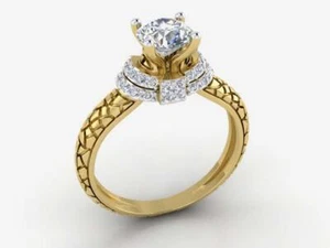 VS F 0.85 Ct Lab Grown Genuine Diamond Solitaire Engagement Ring 14K Solid Gold - Picture 1 of 9