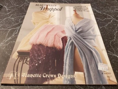 DJ24 JEANETTE CREWS DESIGNS 2002, BEAUTIFULLY WRAPPED KNIT PATTERN LEAFLET - Image 1 of 2