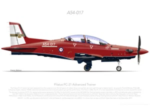 PILATUS PC-21 A54-017 RAAF ARDU 2019 - A3+ Profile Print - Imagen 1 de 4