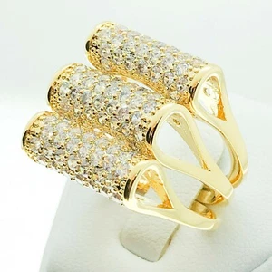 R5351 Jewelry White Yellow Gold Plated Engagement Wedding 2pcs Set Bridal Ring - Picture 1 of 8