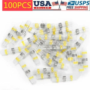 100x Yellow Heat Shrink Wire Connectors Solder Seal Terminal 12-10AWG Waterproof - Picture 1 of 10