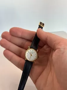 Vintage Dunhill Women's Watch - Gold-Tone Case, Black Leather Strap - Picture 1 of 5