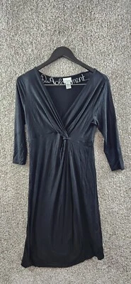 Motherhood Maternity Black Dress Midi Knot Front V-Neck Dress Women's Size M - Image 1 of 4