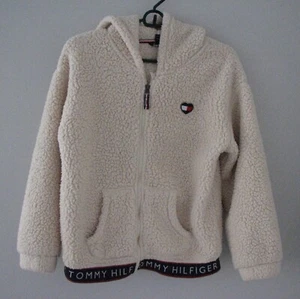 Tommy Hilfiger Girls Youth Full Zip Fuzzy Jacket Hoodie beige size 16 - Picture 1 of 3