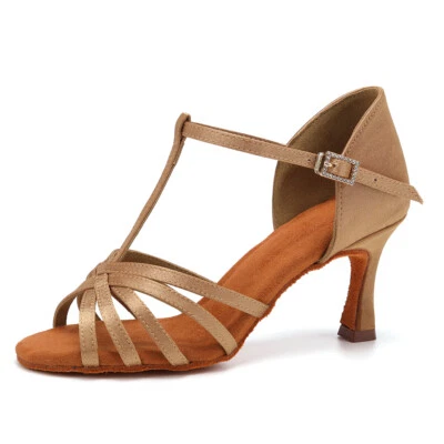 Mujeres Zapatos de Baile Latino de Salón Damas Tango Salsa Zapatos Satinado 5 cm 7,5 cm Tacón Foto 1 de 4