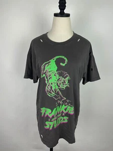 FRANKIE and the STUDS x Forever 21 T-Shirt S Neon Band Tee Distressed Holes - Picture 1 of 12
